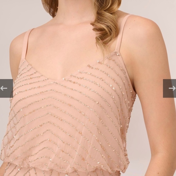 Art Deco Beaded Blouson Gown In Blush - Picture 2 of 4